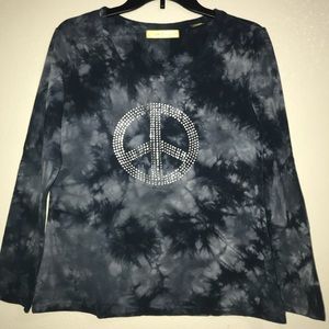 Weatherproof blue long sleeve tie dyed top